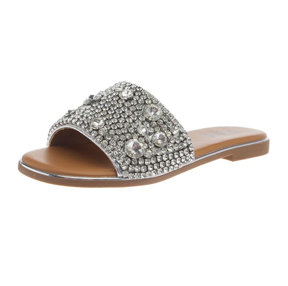 CORKYS Sandal Hey Girl Gimme Kiss Silver Bling Slide Size 11 Box Included